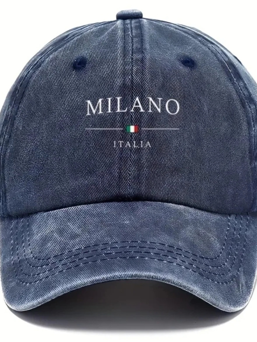 Vintage Stylish Milan Design Distressed Washed Baseball Cap Adjustable Dad Hat - Picture 4 of 5